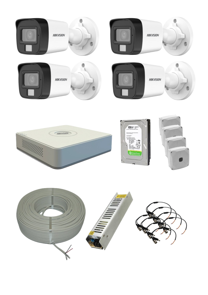 Hikvision 4 Kameralı Colorvu Smart Hybrid Kamera Seti
