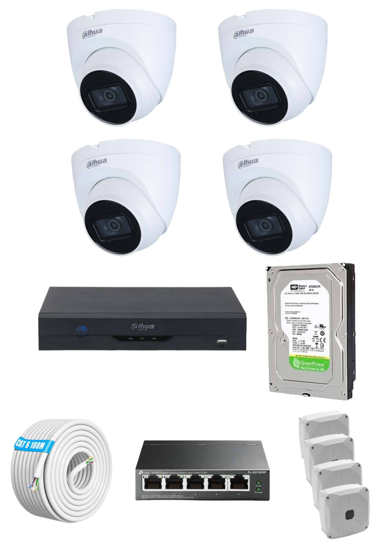 Dahua 4 Kameralı Dome IP Kamera Seti