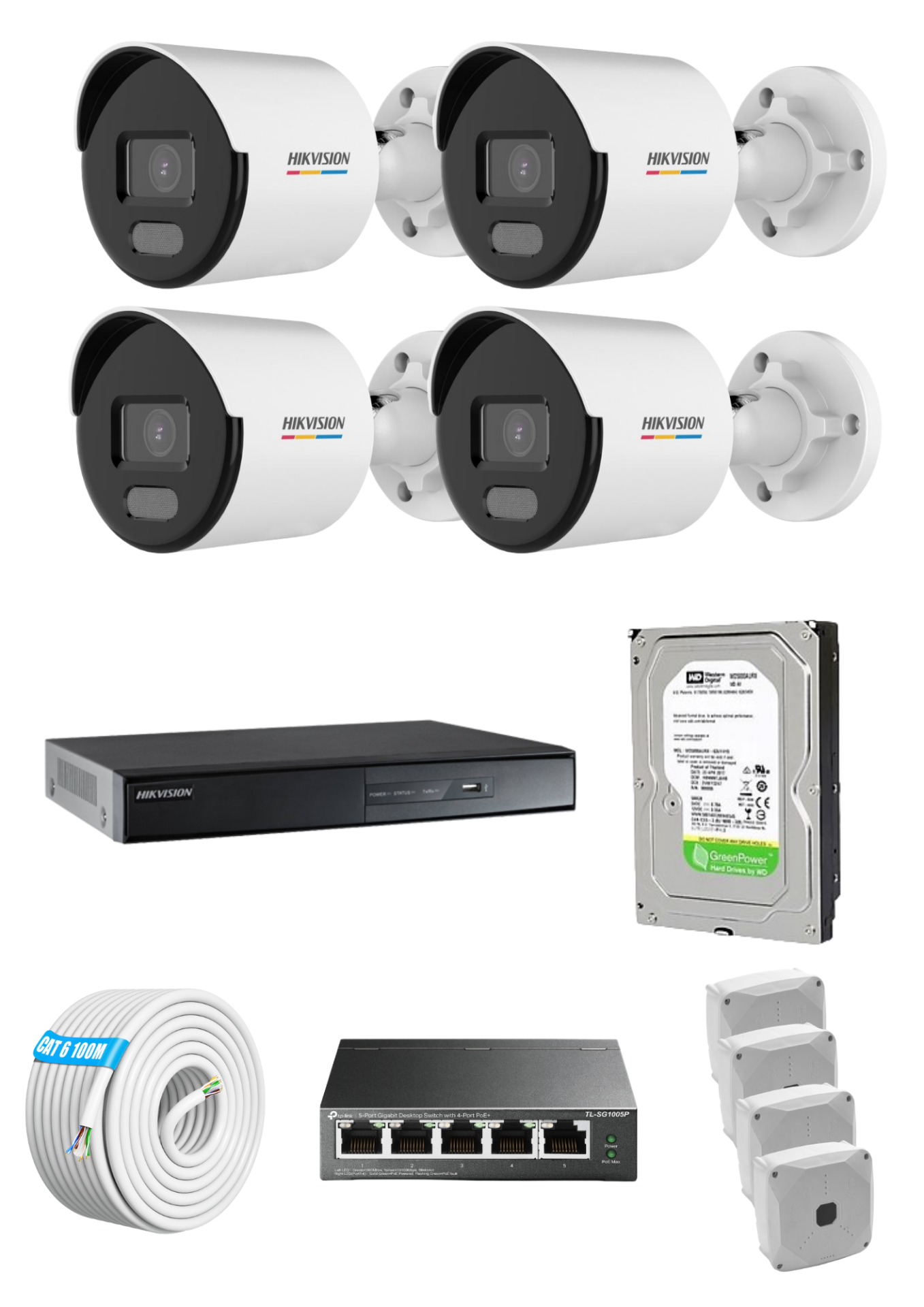 Hikvision 4 Kameralı Colorvu 7/24 Renkli IP Kamera Seti