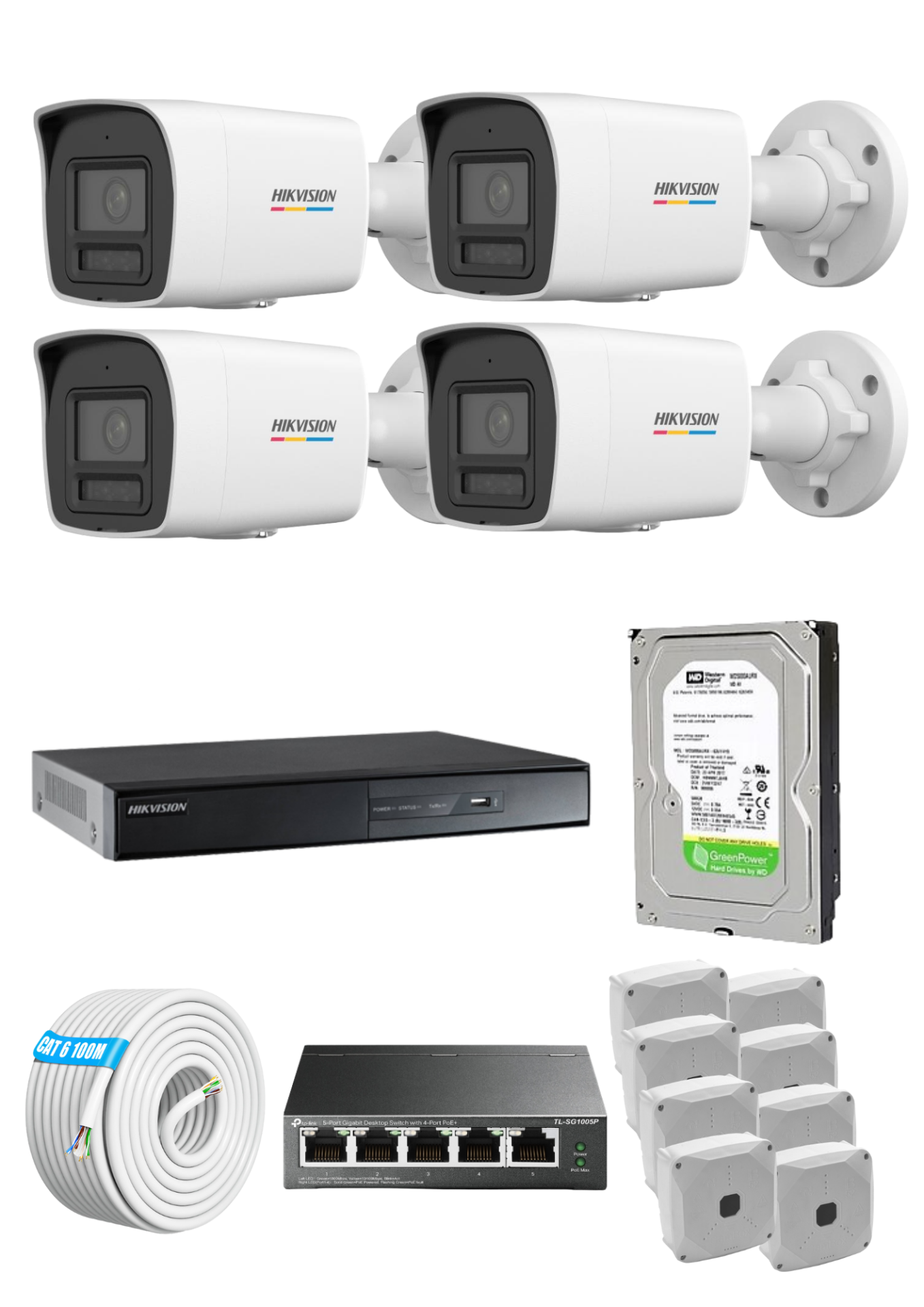 Hikvision 4 Kameralı 4MP Colorvu 7/24 Renkli IP Kamera Seti