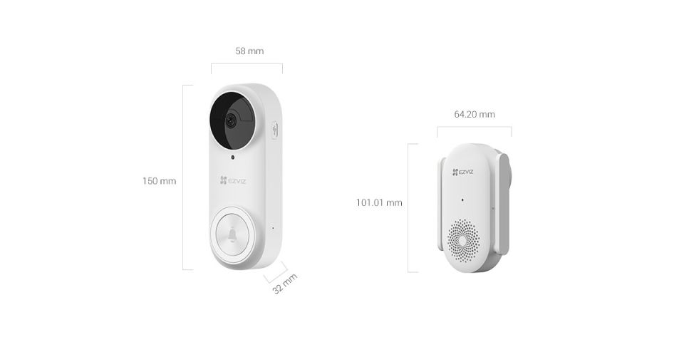 Ezviz CS-DB2 PRO 2K+ 6MP Wi-Fi Görüntülü Kapı Zili (H.265) (İki Yönlü Konuşma)
