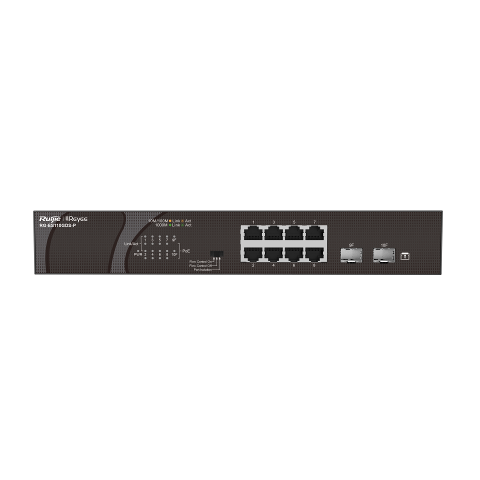 Ruijie Reyee RG-ES110GDS-P 10 Port 10/100/1000 Mbps Gigabit PoE Switch