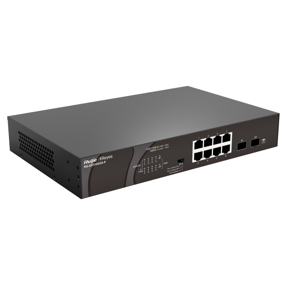 Ruijie Reyee RG-ES110GDS-P 10 Port 10/100/1000 Mbps Gigabit PoE Switch