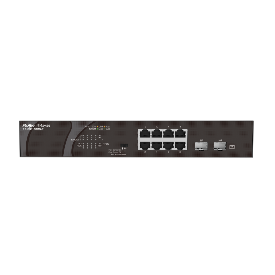 Ruijie Reyee RG-ES110GDS-P 10 Port 10/100/1000 Mbps Gigabit PoE Switch