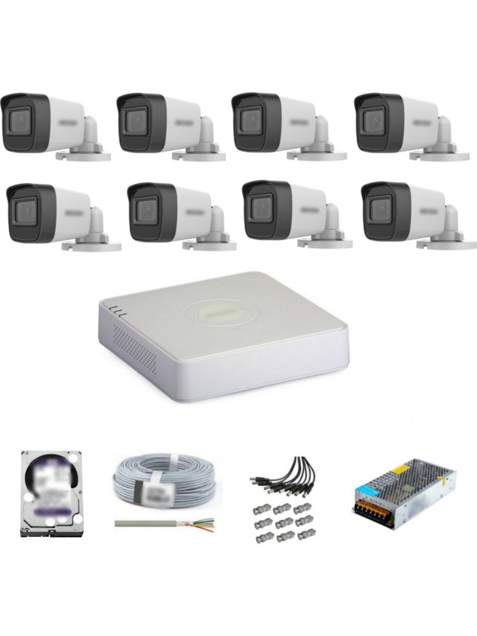 Hikvision DS-2CE16D0T-EXIPF 2 MP Full HD 1080P Bullet Güvenlik Kamera Seti 8'li