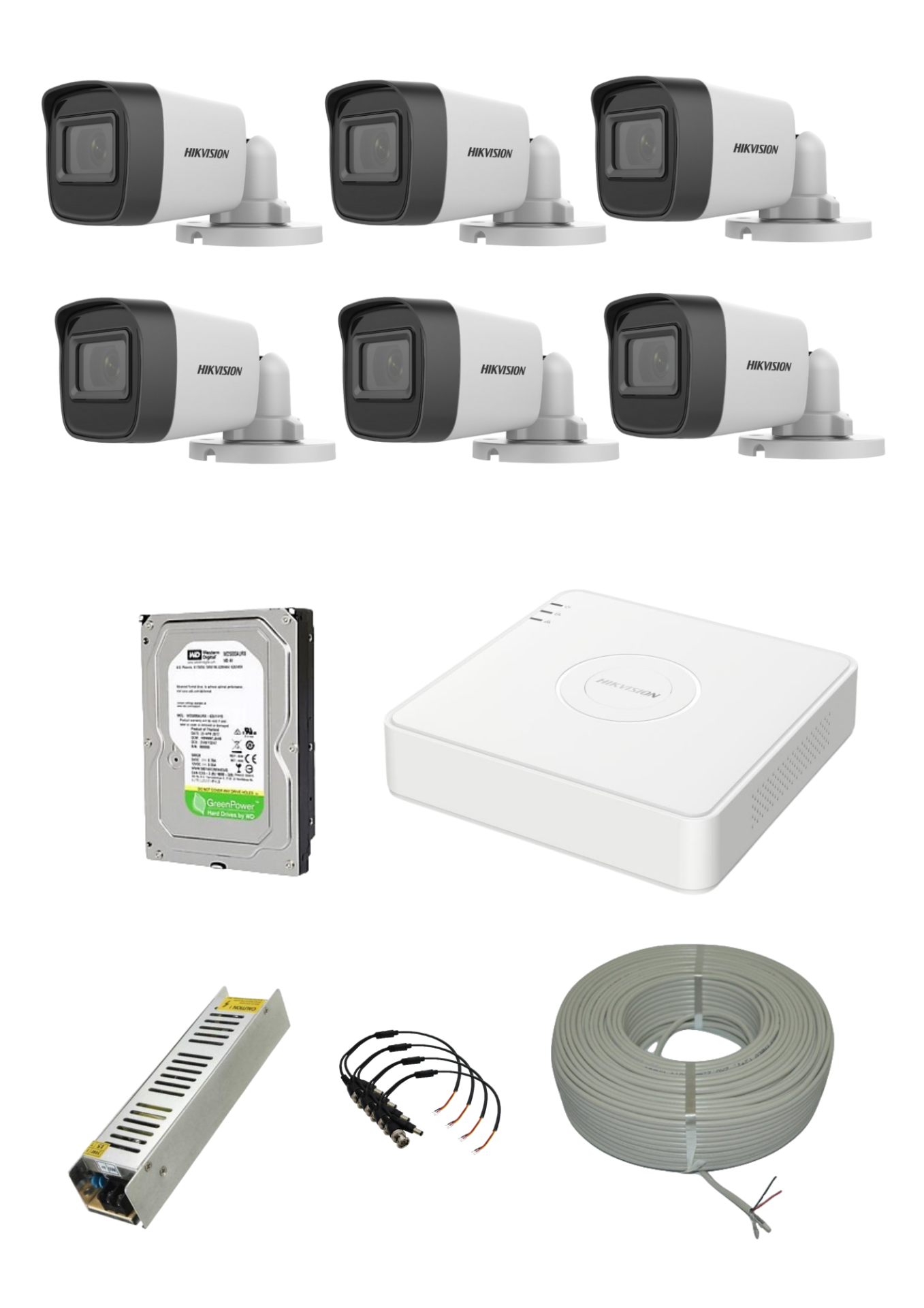 Hikvision 6 Kameralı Hazır AHD Kamera Seti