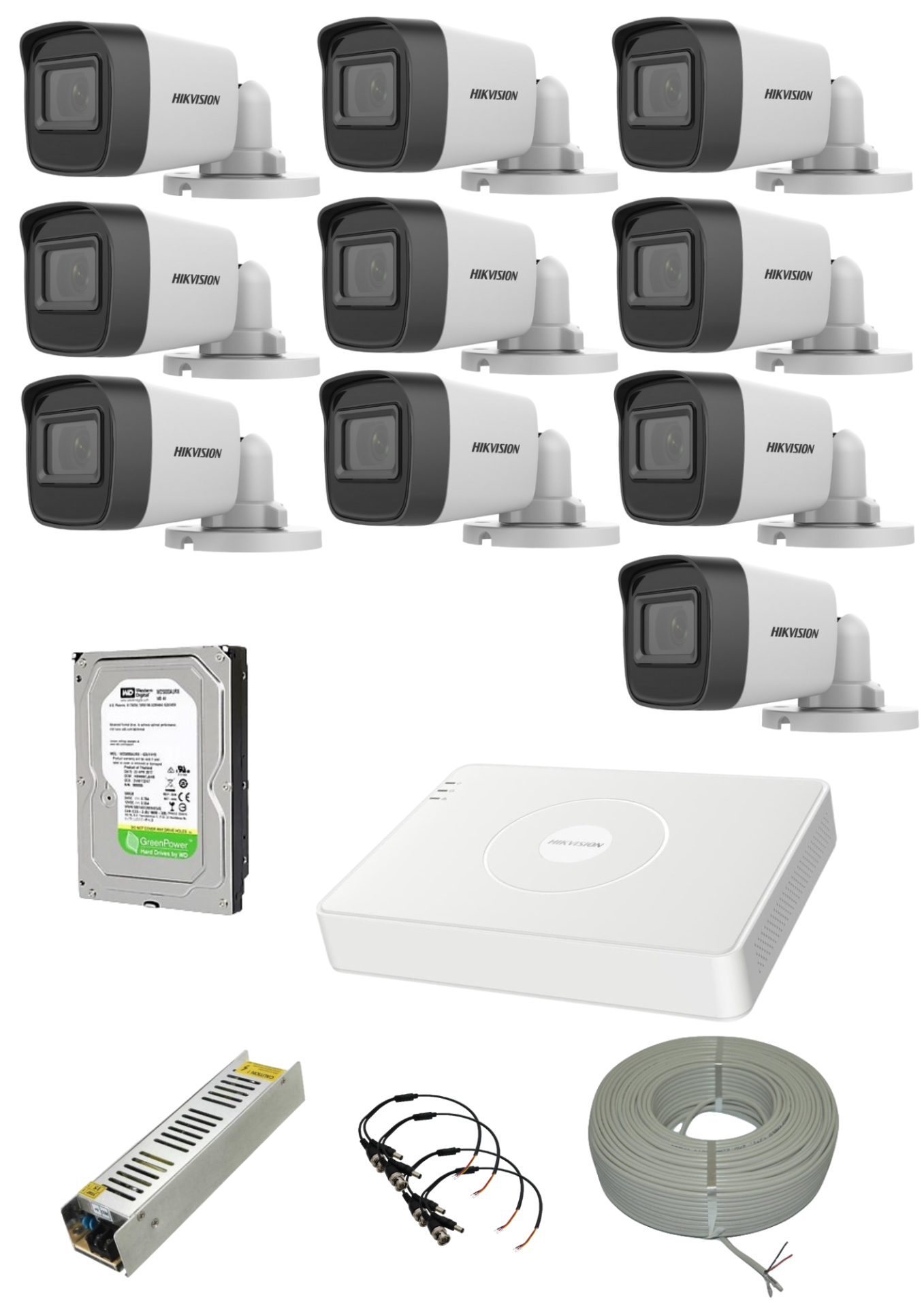 Hikvision 10 Kameralı Hazır AHD Kamera Seti