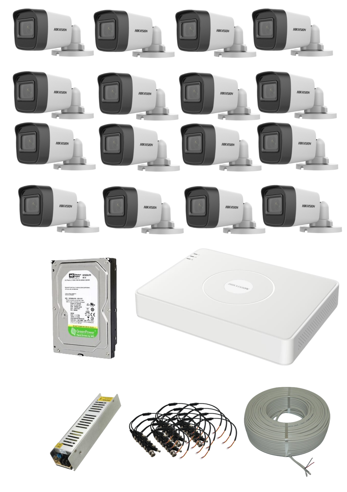 Hikvision 16 Kameralı Hazır AHD Kamera Seti