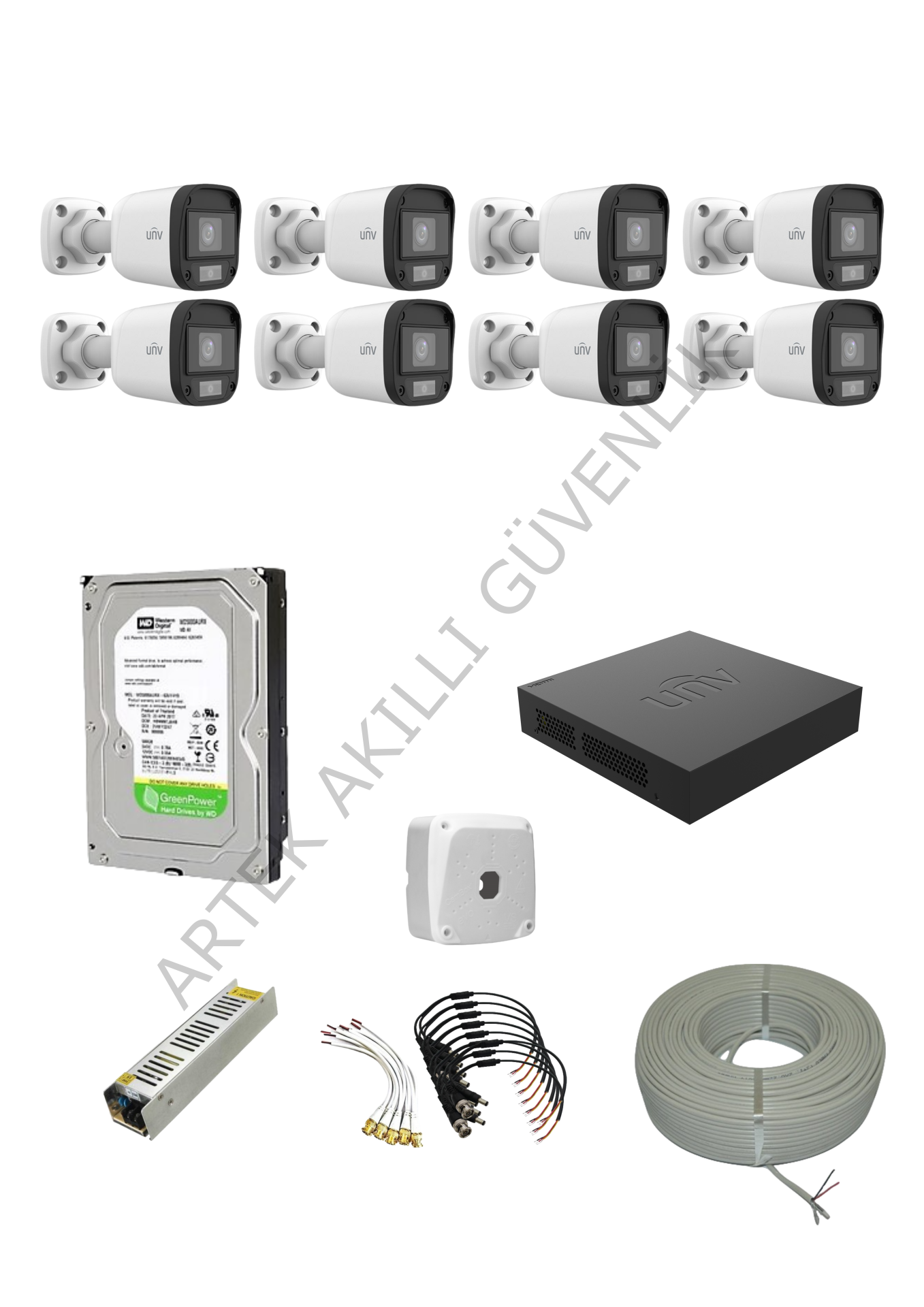 Uniview 8 Kameralı ColorHunter(Renkli) AHD Kamera Seti