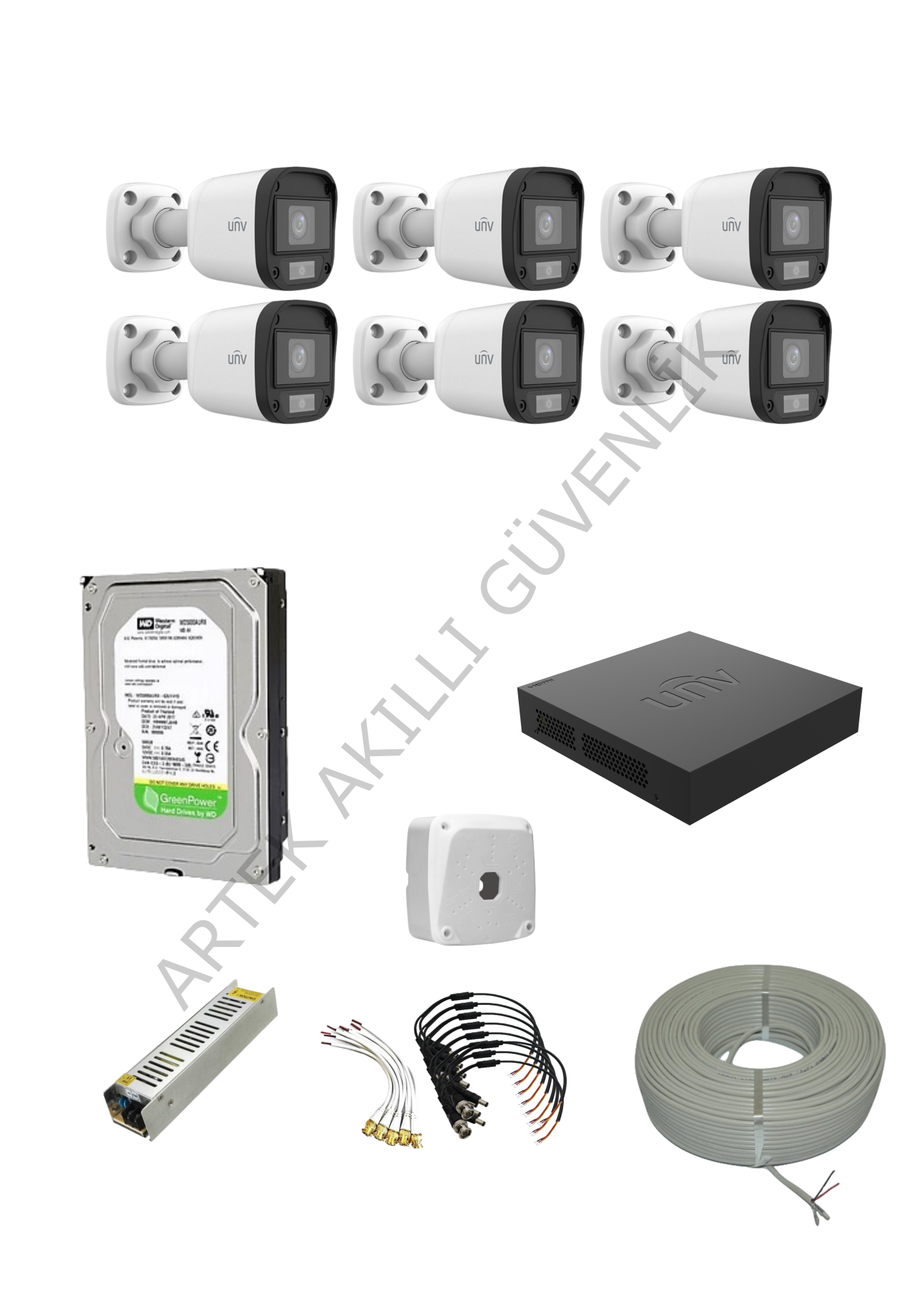 Uniview 6 Kameralı ColorHunter(Renkli) AHD Kamera Seti