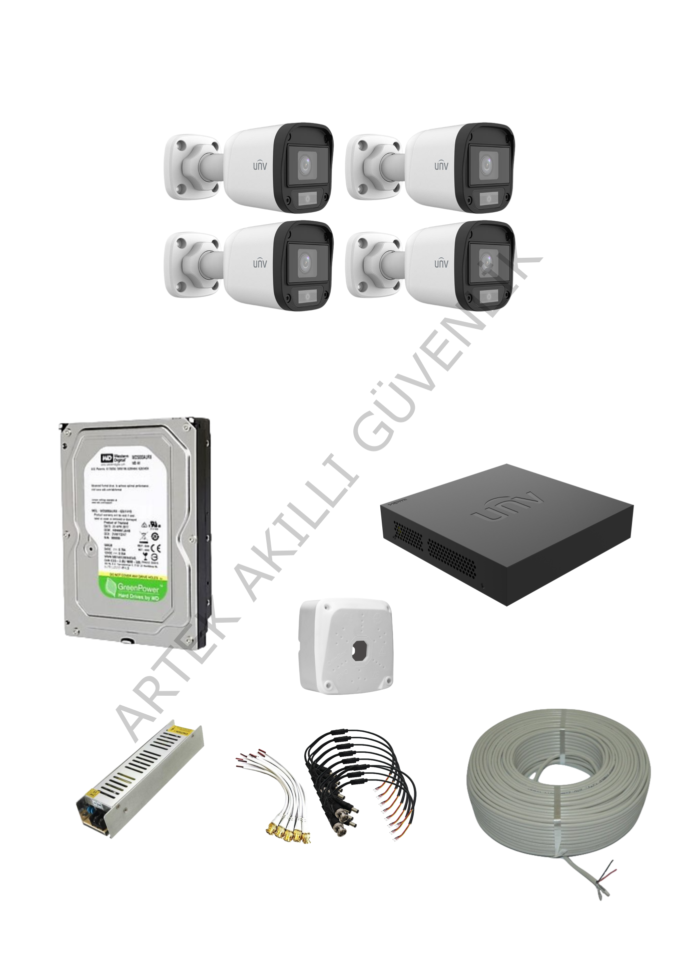 Uniview 4 Kameralı ColorHunter(Renkli) AHD Kamera Seti