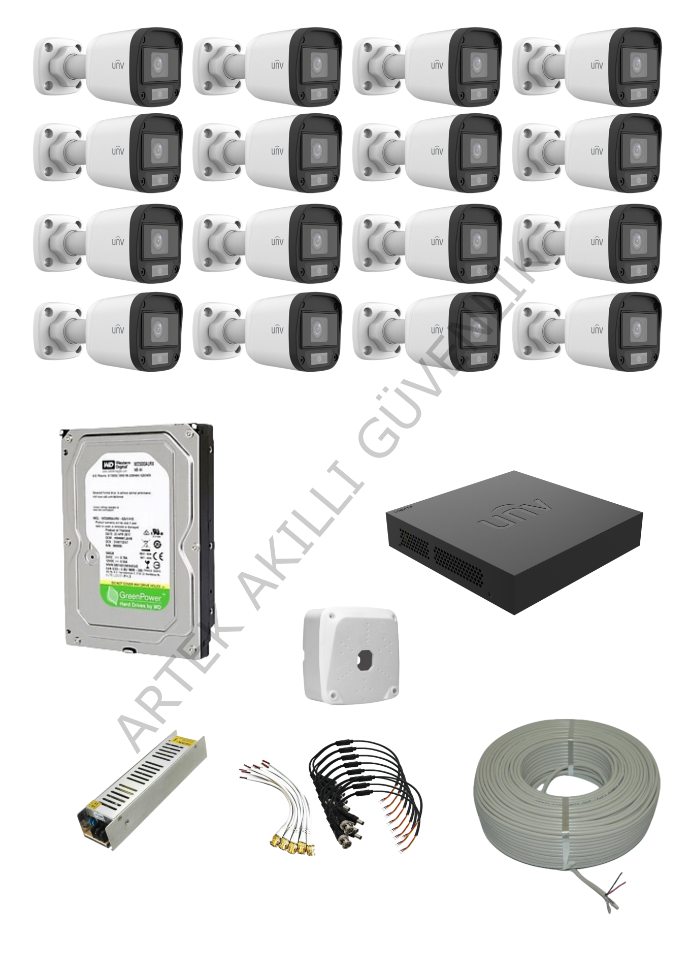 Uniview 16 Kameralı ColorHunter(Renkli) AHD Kamera Seti
