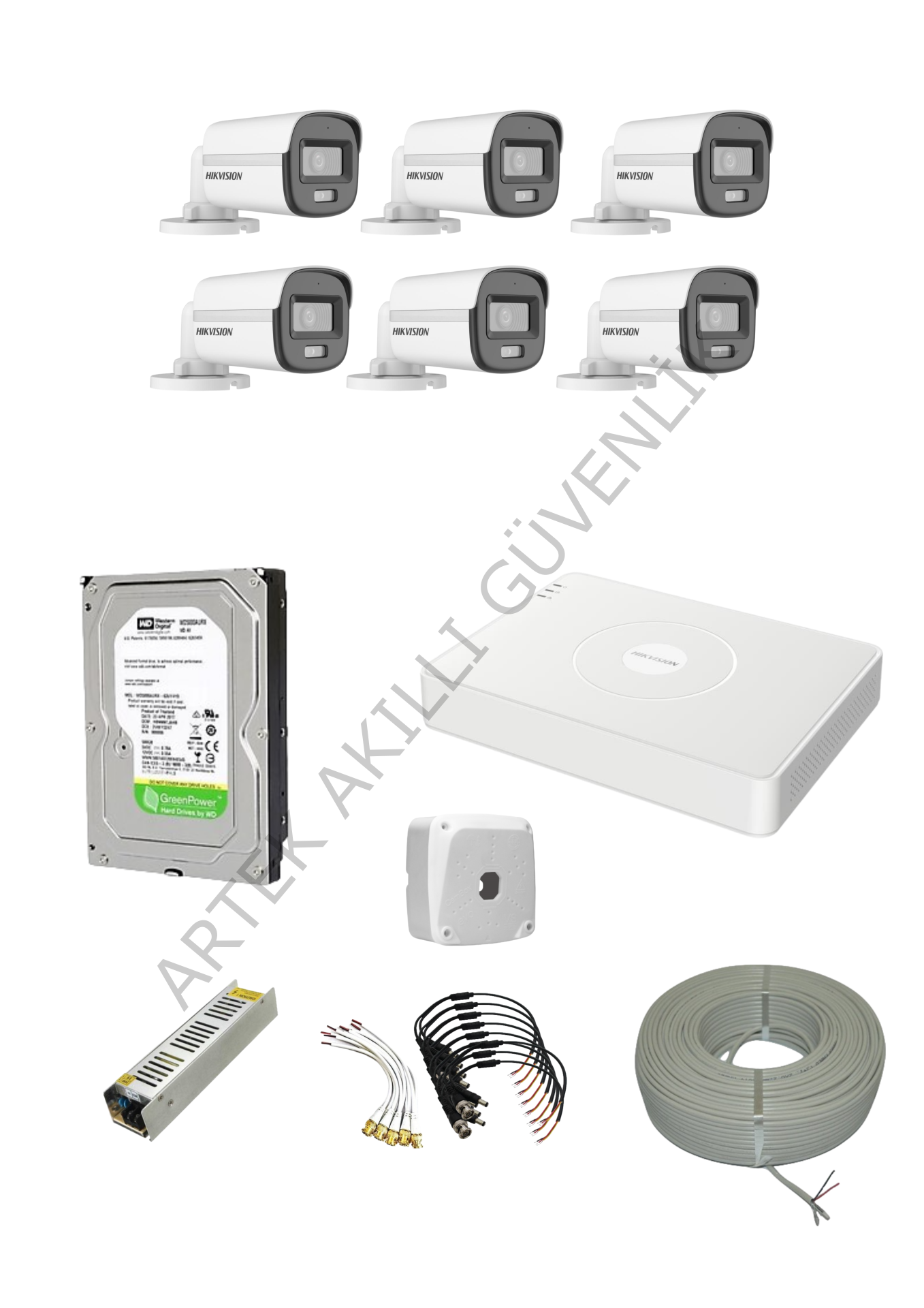 Hikvision 6 Kameralı AHD(Analog) Renkli+Sesli SET