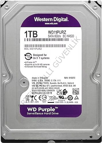 Western Digital Purple WD11PURZ SATA 3.0 5400 RPM 3.5'' 1 TB Harddisk