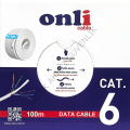 Onli 24AWG UTP CAT6 Network Kablosu Gri 100Mt Yerli Üretim