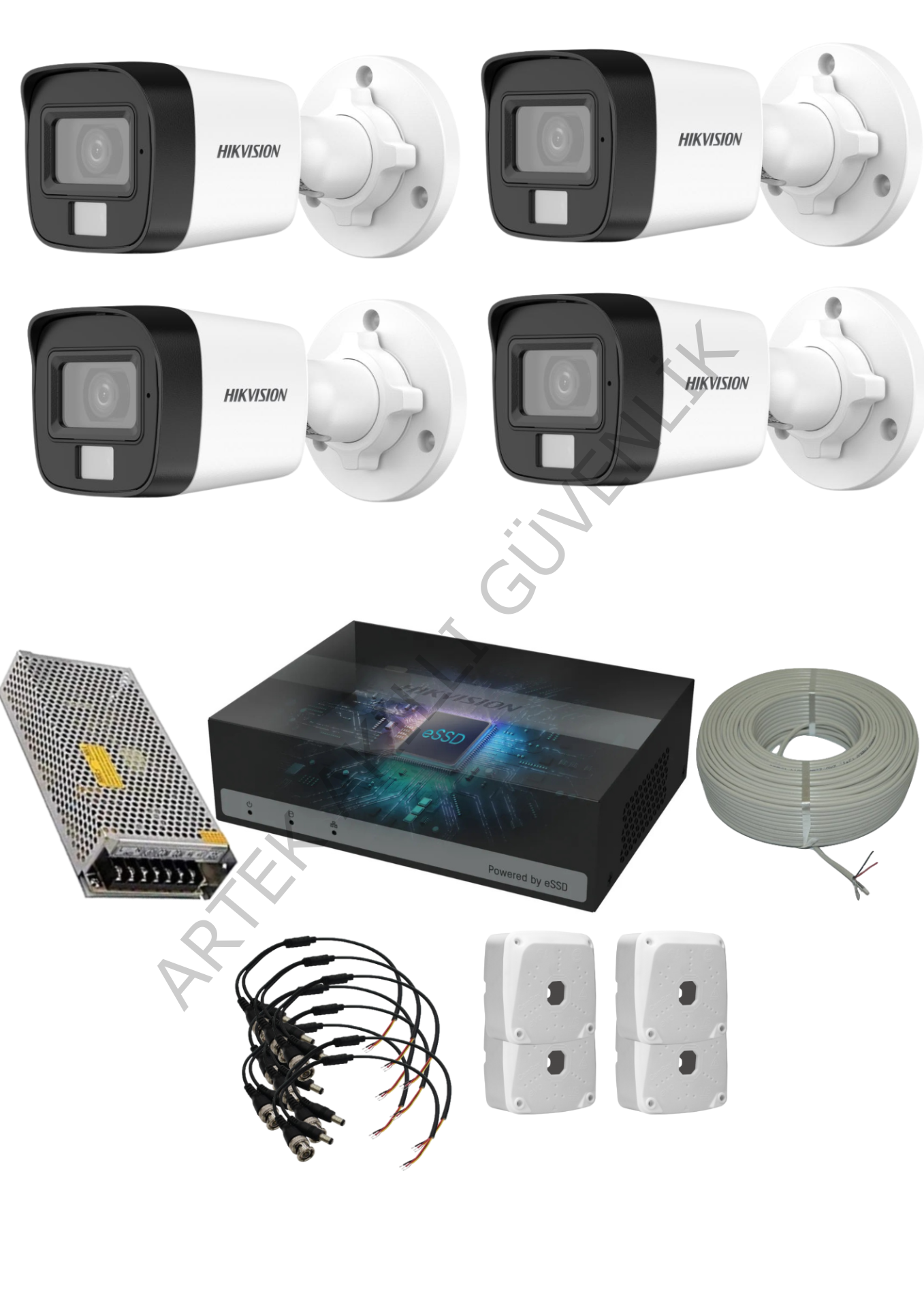 Hikvision 1TB SSD'li E-DVR 7/24 Renkli 4 Kameralı Güvenlik Sistemi