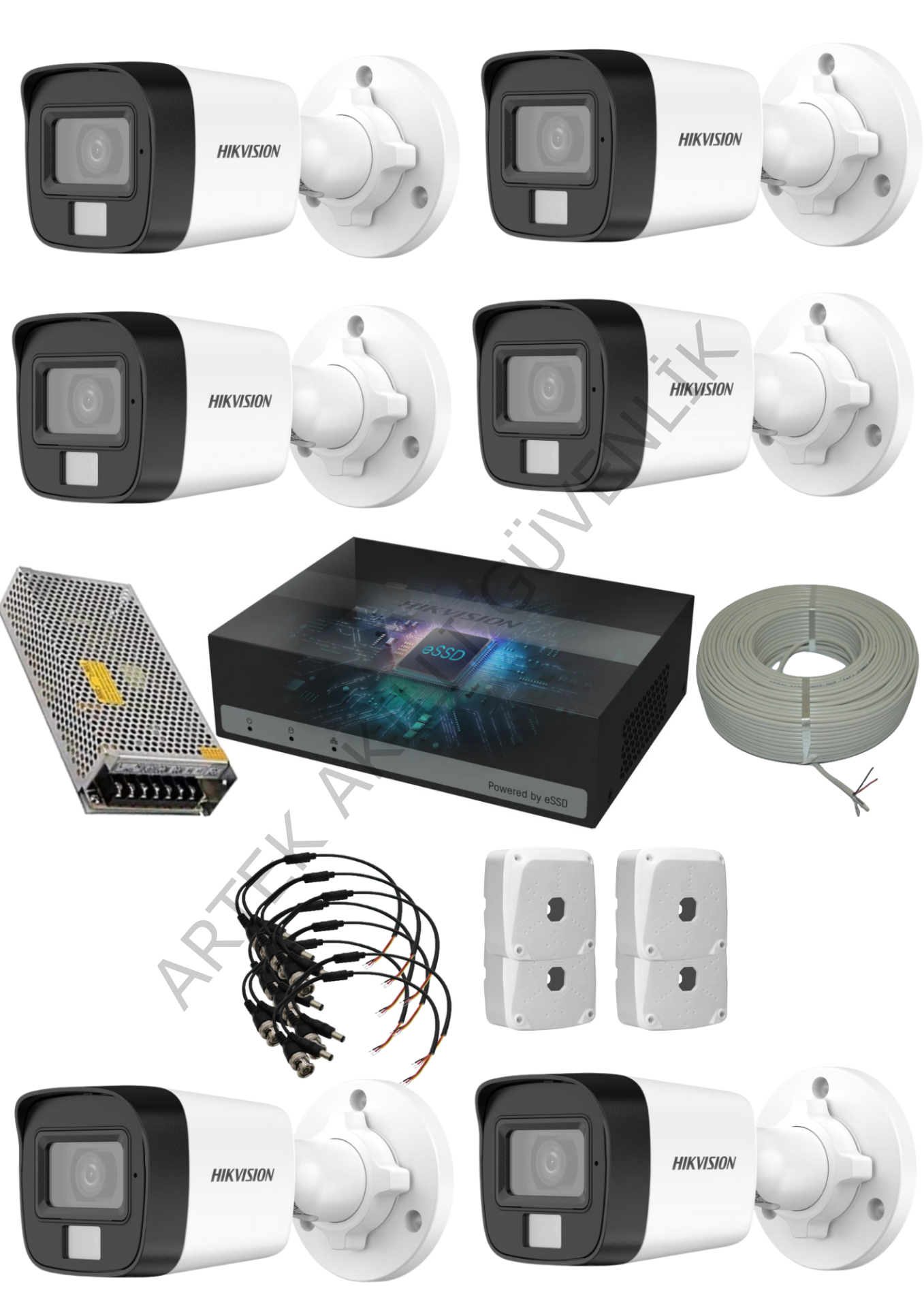 Hikvision 1TB SSD'li E-DVR 7/24 Renkli 6 Kameralı Güvenlik Sistemi