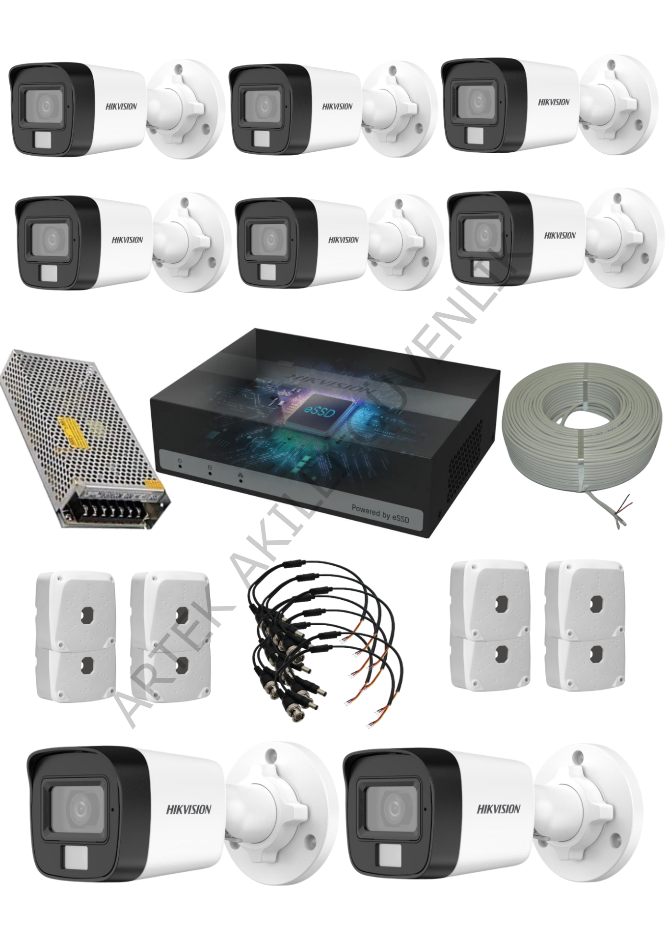 Hikvision 1TB SSD'li E-DVR 7/24 Renkli 6 Kameralı Güvenlik Sistemi