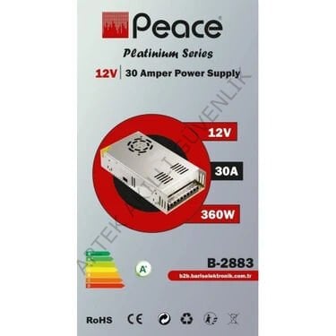 PEACE B2883 Kamera Adaptörü Metal Kasalı Fanlı 360W 12V 30A